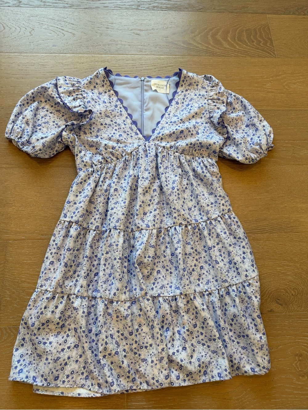 Heartloom Floral Tiered Mini Dress in Lavender Blue